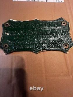 Rare Stewart's Iron Works Jail & Locking Devices Brass Advertising (Painted)