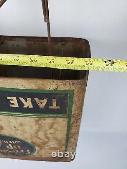Rare Vintage 1940's 7up paper bag holder double sided sign Country Store display