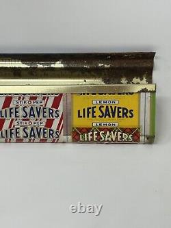 Rare Vintage CANADA Tin Lithograph LIFE SAVERS Candy Store DISPLAY Rack Signage