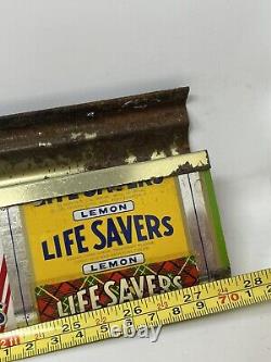 Rare Vintage CANADA Tin Lithograph LIFE SAVERS Candy Store DISPLAY Rack Signage