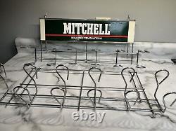 Rare Vintage Mitchell Reels Rod Metal Store Display Sign Stand Pegboard