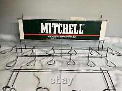 Rare Vintage Mitchell Reels Rod Metal Store Display Sign Stand Pegboard