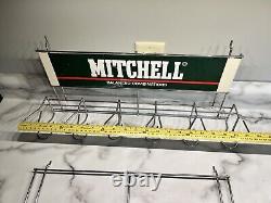 Rare Vintage Mitchell Reels Rod Metal Store Display Sign Stand Pegboard