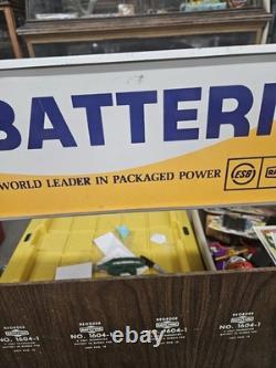 Rare Vintage Ray-O-Vac Batteries Metal Sign Store Display Wood Rack