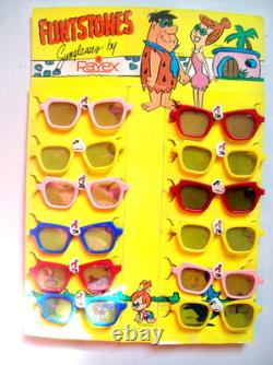 Rare Vintage Store Display of Flintstones Sunglasses, All Mint and Unused