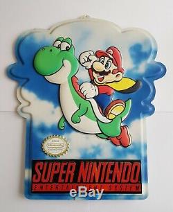 Rare Vintage Super Nintendo SNES M80Y Mario Yoshi Store Display Promotional Sign
