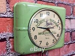 Rare Vtg John Deere Old Tractor Dealer Advertising Farm Store Display Clock Sign