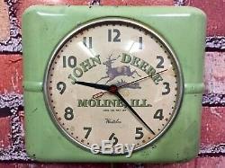 Rare Vtg John Deere Old Tractor Dealer Advertising Farm Store Display Clock Sign