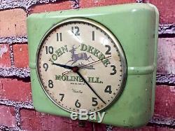 Rare Vtg John Deere Old Tractor Dealer Advertising Farm Store Display Clock Sign