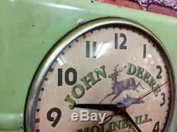 Rare Vtg John Deere Old Tractor Dealer Advertising Farm Store Display Clock Sign