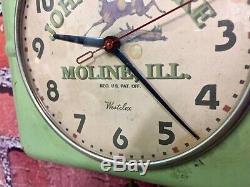 Rare Vtg John Deere Old Tractor Dealer Advertising Farm Store Display Clock Sign