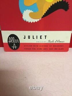 Rare vintage Hosiery cardboard store display advertising sign Juliet easel back