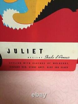 Rare vintage Hosiery cardboard store display advertising sign Juliet easel back