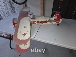 Red Baron Pizza Cardboard Airplane Hanging Store Display Sign Promo Bi-Plane Ad