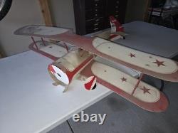 Red Baron Pizza Cardboard Airplane Hanging Store Display Sign Promo Bi-Plane Ad