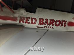 Red Baron Pizza Cardboard Airplane Hanging Store Display Sign Promo Bi-Plane Ad