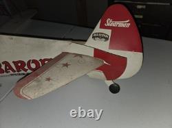 Red Baron Pizza Cardboard Airplane Hanging Store Display Sign Promo Bi-Plane Ad