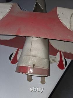 Red Baron Pizza Cardboard Airplane Hanging Store Display Sign Promo Bi-Plane Ad