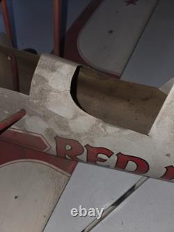 Red Baron Pizza Cardboard Airplane Hanging Store Display Sign Promo Bi-Plane Ad