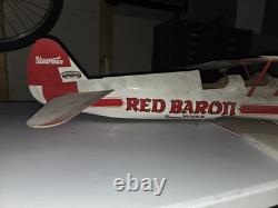 Red Baron Pizza Cardboard Airplane Hanging Store Display Sign Promo Bi-Plane Ad