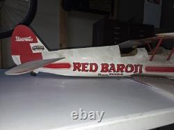 Red Baron Pizza Cardboard Airplane Hanging Store Display Sign Promo Bi-Plane Ad