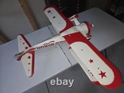 Red Baron Pizza Cardboard Airplane Hanging Store Display Sign Promo Bi-Plane Ad