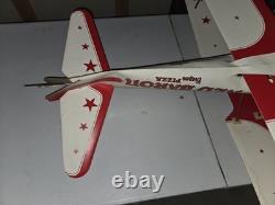 Red Baron Pizza Cardboard Airplane Hanging Store Display Sign Promo Bi-Plane Ad