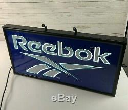 Reebok Logo Sign 24.5 Lights Up Light Display Store Advertising Blue Vintage