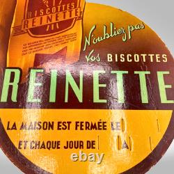 Reinette Biscottes 1950s Vintage French Advertising Store Display Sign withHours