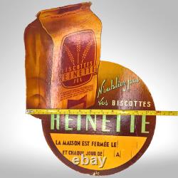 Reinette Biscottes 1950s Vintage French Advertising Store Display Sign withHours