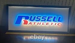 Russell Athletic Lighted Store Display Sign 28 X 12 1/2 Bar Man Cave Gift