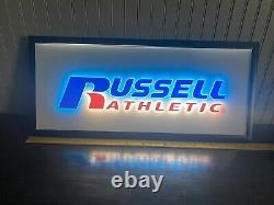 Russell Athletic Lighted Store Display Sign 28 X 12 1/2 Bar Man Cave Gift