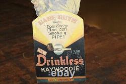 SCARCE 1920s DRINKLESS PIPE TOBACCO BABE RUTH STORE DISPLAY SIGN BASEBALL YORK