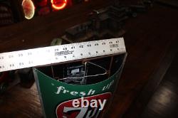 SCARCE 1950s FRESH UP WITH 7UP PAINTED TIN STRING HOLDER SIGN STORE DISPLAY COKE