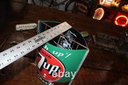 SCARCE 1950s FRESH UP WITH 7UP PAINTED TIN STRING HOLDER SIGN STORE DISPLAY COKE