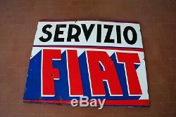 SERVIZIO FIAT Insegna vintage Targa smaltata anni 50 Fiat Enamel sign 50s