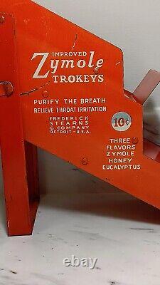 SUPER RARE 1930s Zymole Trokeys Flavored Cough Drops Metal / Tin Store Display