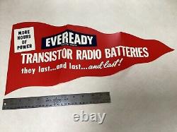 Set 3 60s Eveready Battery Batteries Advertising Store Pennant Display Signs NNM