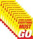 Store Closing Everything Must Go Retail Display Sign, 18W X 24H, 5 Pack