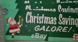 Store Poster Add Santa Paper Vintage Christmas Advertising Elf Banner Sign