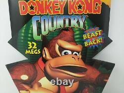 Super Nintendo SNES Donkey Kong Country Store Display Promo Standee Sign VTG