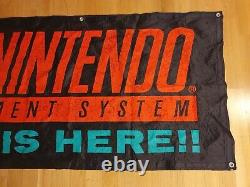 Super Nintendo is here SNES Banner Store Display Sign NES Super Mario