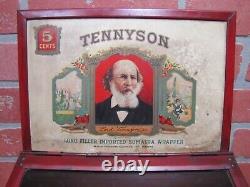 TENNYSON 5c CIGARS Old Store Display Case Sign PROP MAZER-CRESSMAN CADILLAC USA