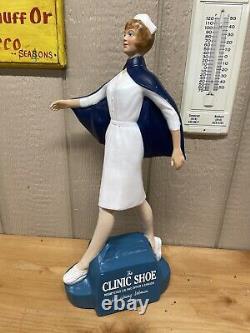 The Clinic Shoes Nurse Advertising Store Display Statue Vintage 23 Tall Sign