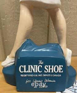 The Clinic Shoes Nurse Advertising Store Display Statue Vintage 23 Tall Sign