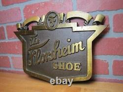 The FLORSHEIM SHOE Old Brass Department Store Display Advertising Sign Embossed