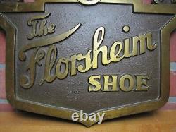The FLORSHEIM SHOE Old Brass Department Store Display Advertising Sign Embossed