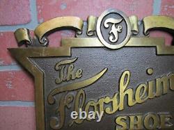 The FLORSHEIM SHOE Old Brass Department Store Display Advertising Sign Embossed