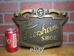 The FLORSHEIM SHOE Old Brass Department Store Display Advertising Sign Embossed