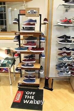 VANS Shoes Store Display Rack Off The Wall 4 Tier Wood & Metal Frame